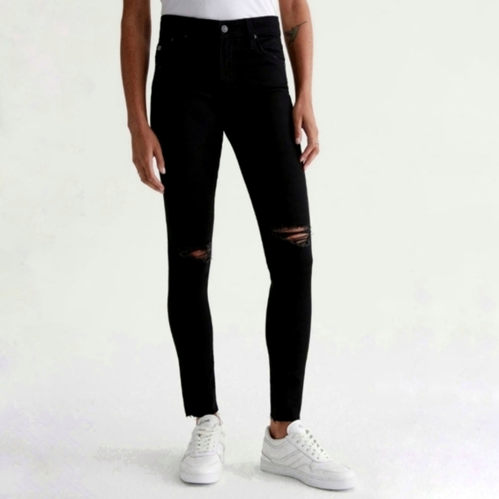 Adriano Goldschmied NWT Ag-Ed The Legging Ankle Super Skinny Black Denim Jeans